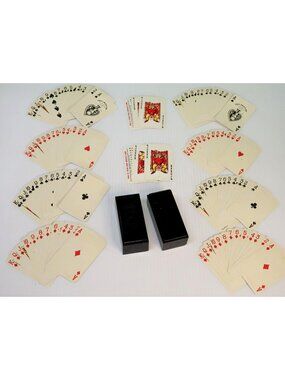 Vintage 1955 KEM Kent Double Deck of Playing Cards w/ Bakelite Case Blue Red